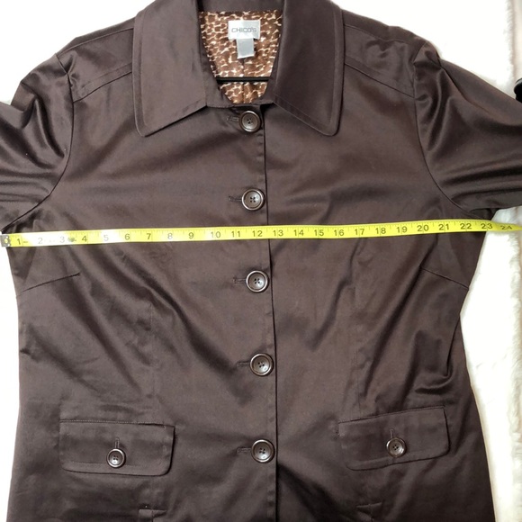 Chico’s Jacket Brown Button Down Lined Jacket -Size 3/ XL - Picture 7 of 8